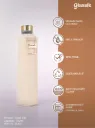 Glasafe Vego Sip Glass Water Bottle – 750ml Borosilicate Bottle with Vegan Leather Cover & Carry Loop.