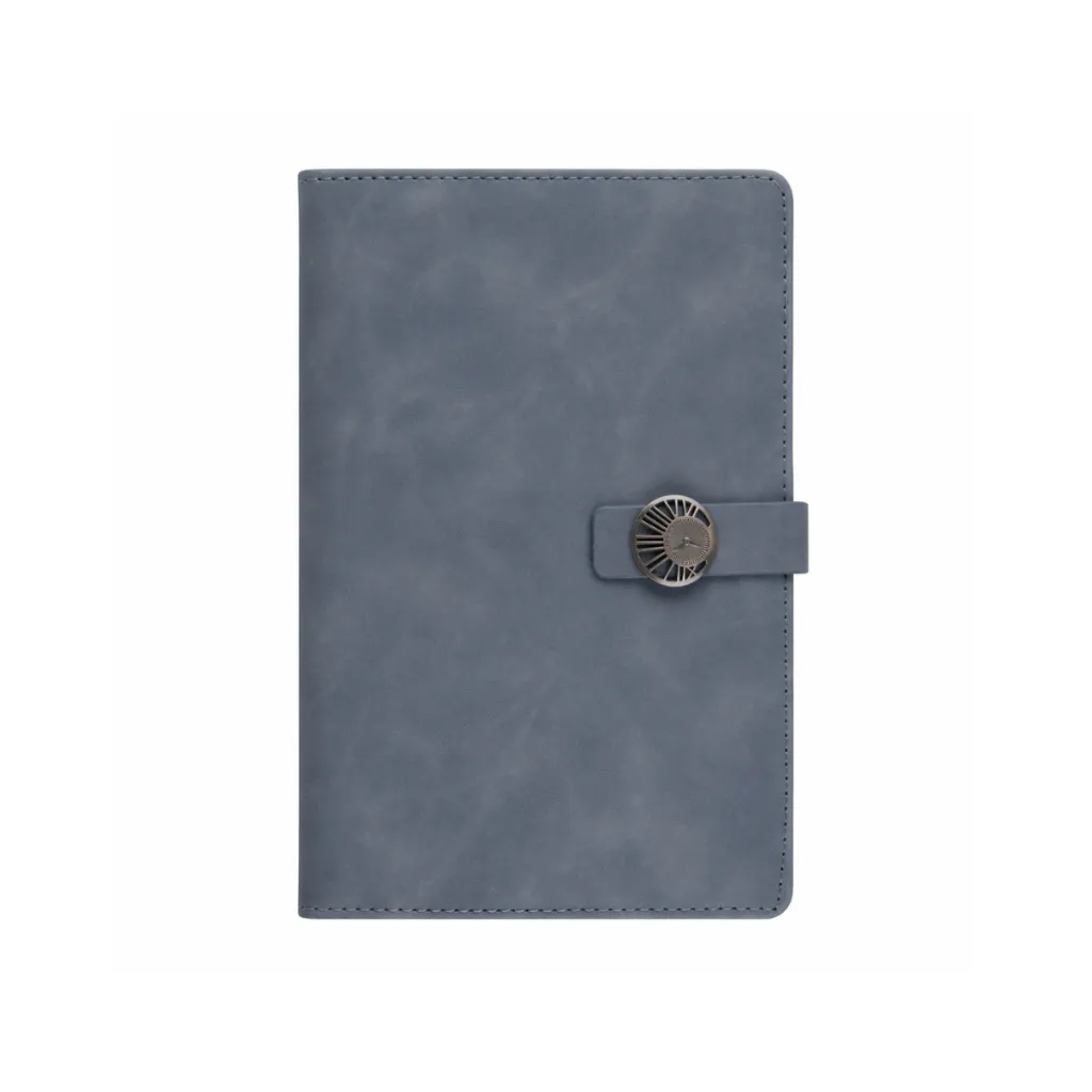 A5 PU Leather Notebook with Metal Button Strap Closure – 192 Pages Premium Executive Diary (Custom Branding Available).